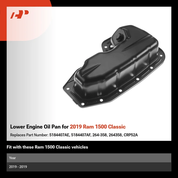 Lower Engine Oil Pan for 2019 Ram 1500 Classic