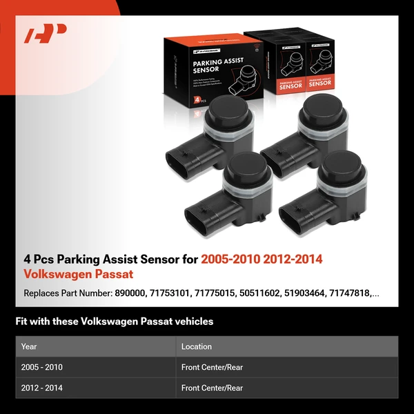 4 Pcs Parking Assist Sensor for 2005-2010 2012-2014 Volkswagen Passat