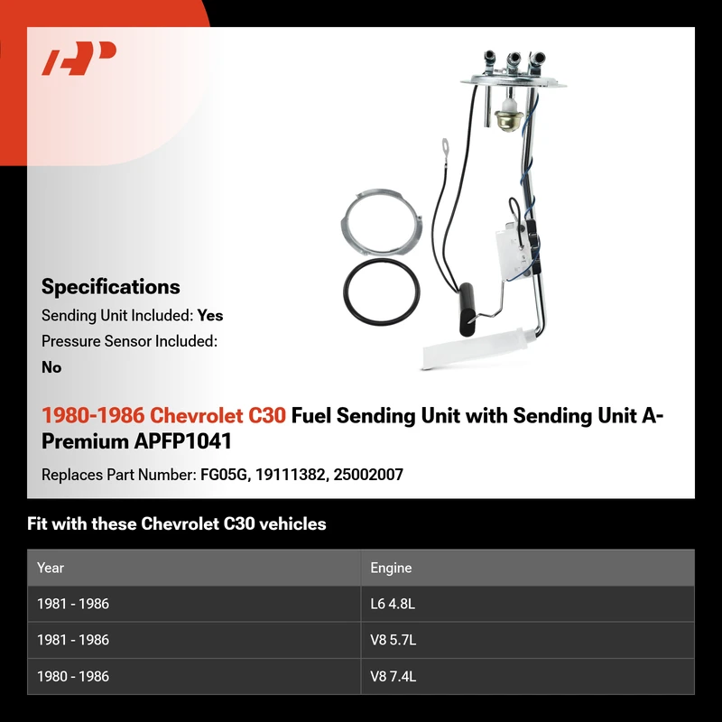 1980-1986 Chevrolet C30 Fuel Sending Unit with Sending Unit A-Premium APFP1041
