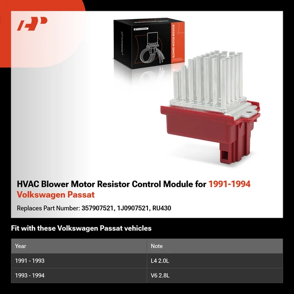 HVAC Blower Motor Resistor Control Module for 1991-1994 Volkswagen Passat