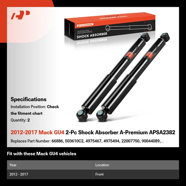 2012-2017 Mack GU4 2-Pc Shock Absorber A-Premium APSA2382
