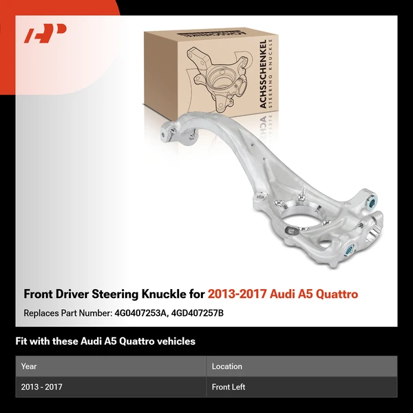 Front Driver Steering Knuckle for 2013-2017 Audi A5 Quattro