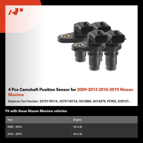 4 Pcs Camshaft Position Sensor for 2009-2014 2016-2019 Nissan Maxima