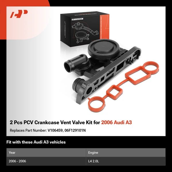 2 Pcs PCV Crankcase Vent Valve Kit for 2006 Audi A3