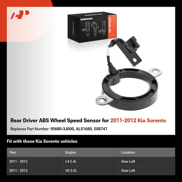 Rear Driver ABS Wheel Speed Sensor for 2011-2012 Kia Sorento