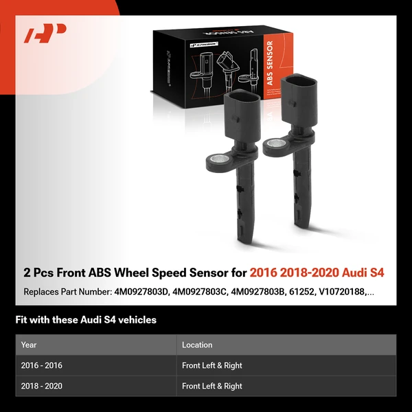 2 Pcs Front ABS Wheel Speed Sensor for 2016 2018-2020 Audi S4