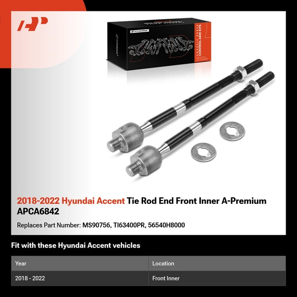 2018-2022 Hyundai Accent Tie Rod End Front Inner A-Premium APCA6842