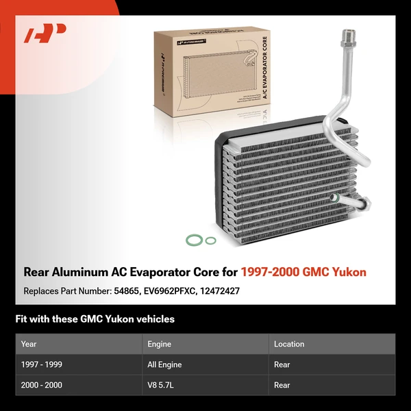 Rear Aluminum AC Evaporator Core for 1997-2000 GMC Yukon