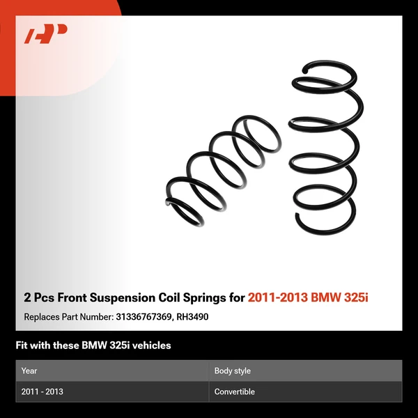 2 Pcs Front Suspension Coil Springs for 2011-2013 BMW 325i