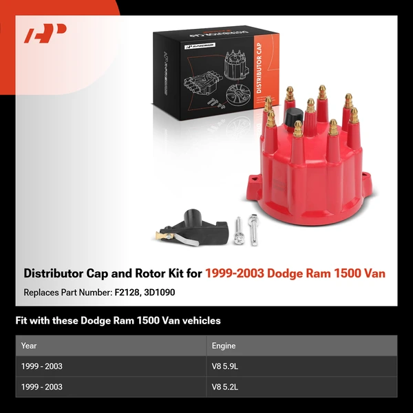 Distributor Cap and Rotor Kit for 1999-2003 Dodge Ram 1500 Van