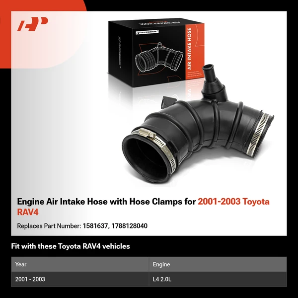 Engine Air Intake Hose with Hose Clamps for 2001-2003 Toyota RAV4