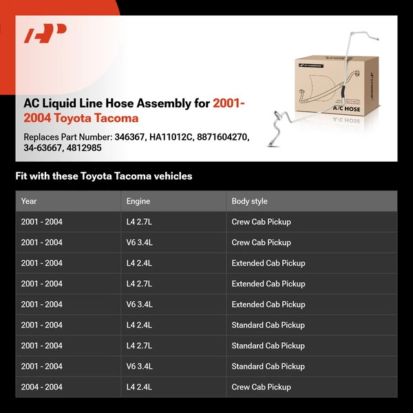 AC Liquid Line Hose Assembly for 2001-2004 Toyota Tacoma