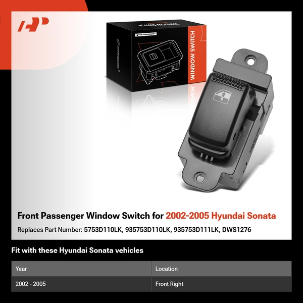 Front Passenger Window Switch for 2002-2005 Hyundai Sonata