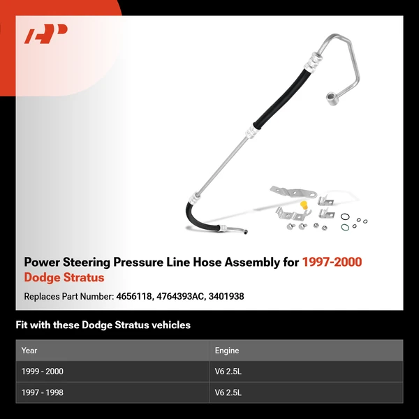 Power Steering Pressure Line Hose Assembly for 1997-2000 Dodge Stratus