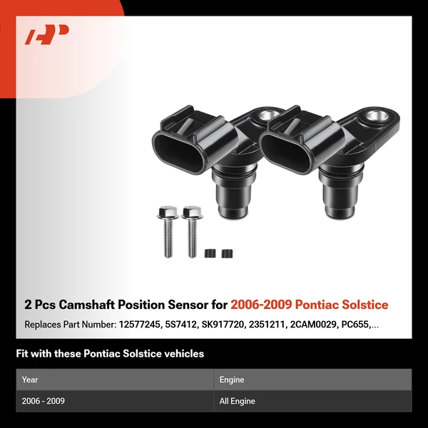 2 Pcs Camshaft Position Sensor for 2006-2009 Pontiac Solstice