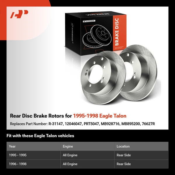 Rear Disc Brake Rotors for 1995-1998 Eagle Talon