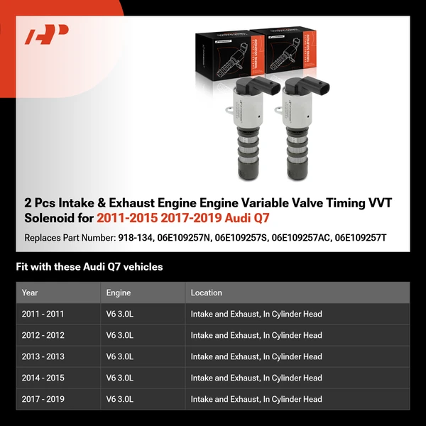 2 Pcs Intake & Exhaust Engine Engine Variable Valve Timing VVT Solenoid for 2011-2015 2017-2019 Audi Q7