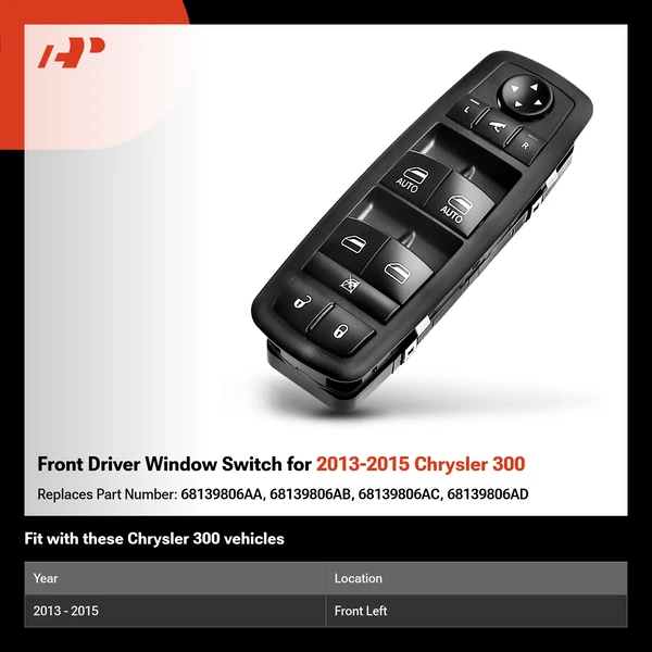 Front Driver Window Switch for 2013-2015 Chrysler 300