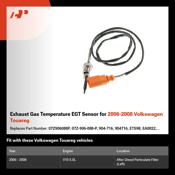 Exhaust Gas Temperature EGT Sensor for 2006-2008 Volkswagen Touareg