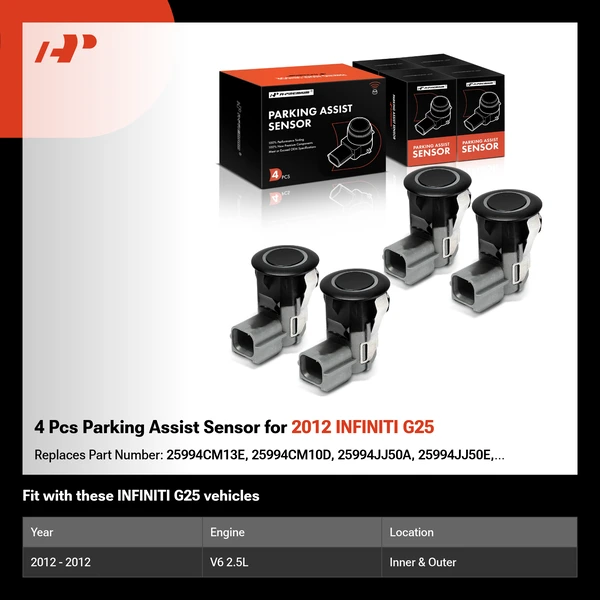 4 Pcs Parking Assist Sensor for 2012 INFINITI G25