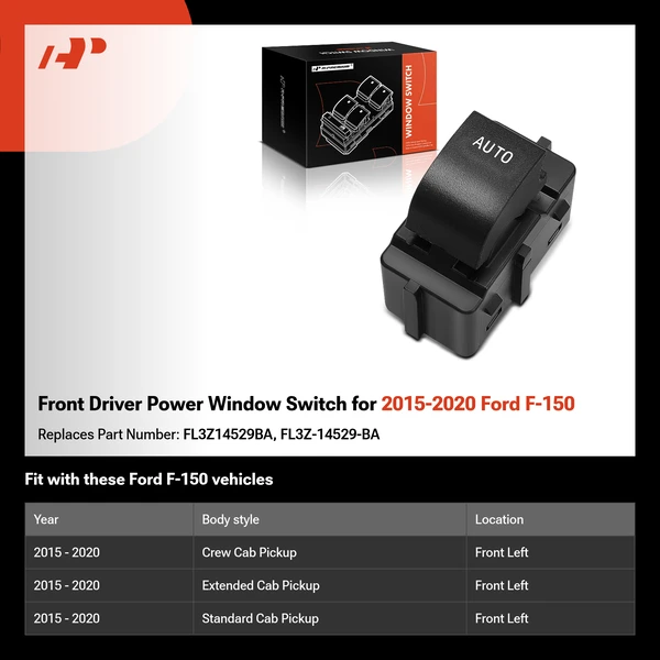 Front Driver Power Window Switch for 2015-2020 Ford F-150