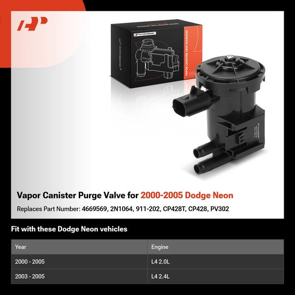 Vapor Canister Purge Valve for 2000-2005 Dodge Neon