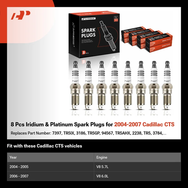 8 Pcs Iridium & Platinum Spark Plugs for 2004-2007 Cadillac CTS