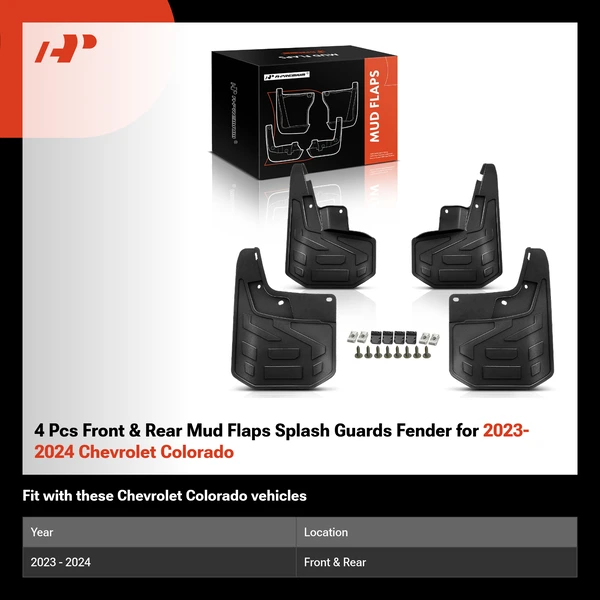 4 Pcs Front & Rear Mud Flaps Splash Guards Fender for 2023-2024 Chevrolet Colorado