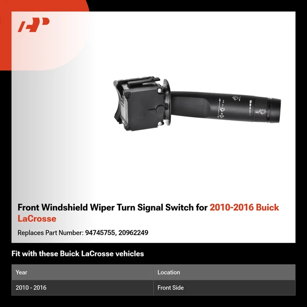 Front Windshield Wiper Turn Signal Switch for 2010-2016 Buick LaCrosse