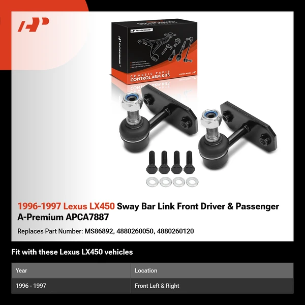 1996-1997 Lexus LX450 Sway Bar Link Front Driver & Passenger A-Premium APCA7887