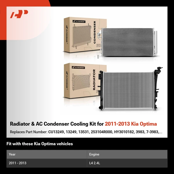 Radiator & AC Condenser Cooling Kit for 2011-2013 Kia Optima