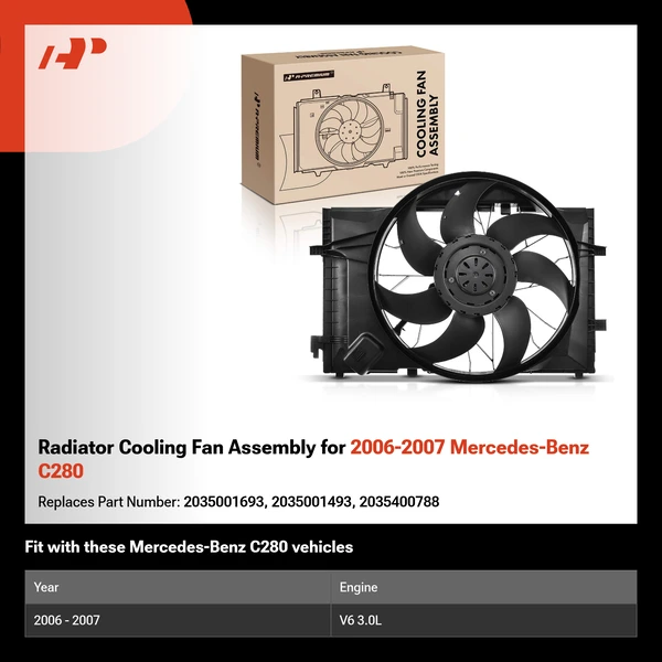 Radiator Cooling Fan Assembly for 2006-2007 Mercedes-Benz C280