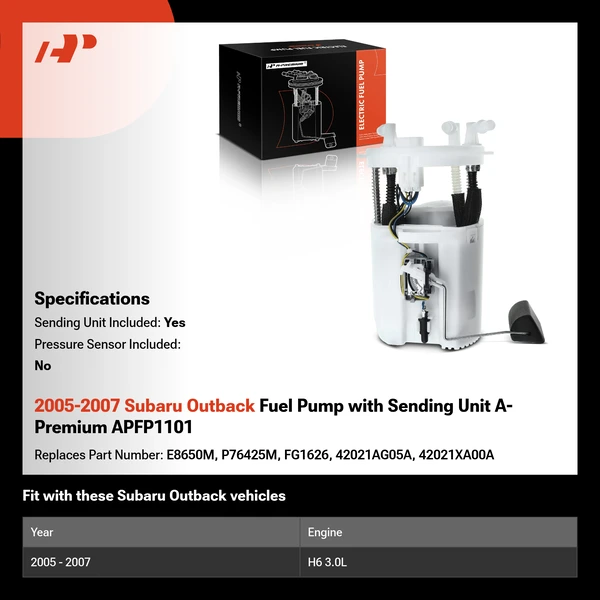 2005-2007 Subaru Outback Fuel Pump with Sending Unit A-Premium APFP1101