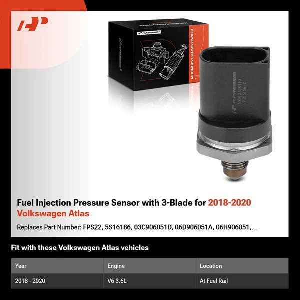 Fuel Injection Pressure Sensor with 3-Blade for 2018-2020 Volkswagen Atlas