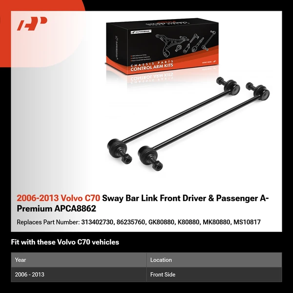 2006-2013 Volvo C70 Sway Bar Link Front Driver & Passenger A-Premium APCA8862