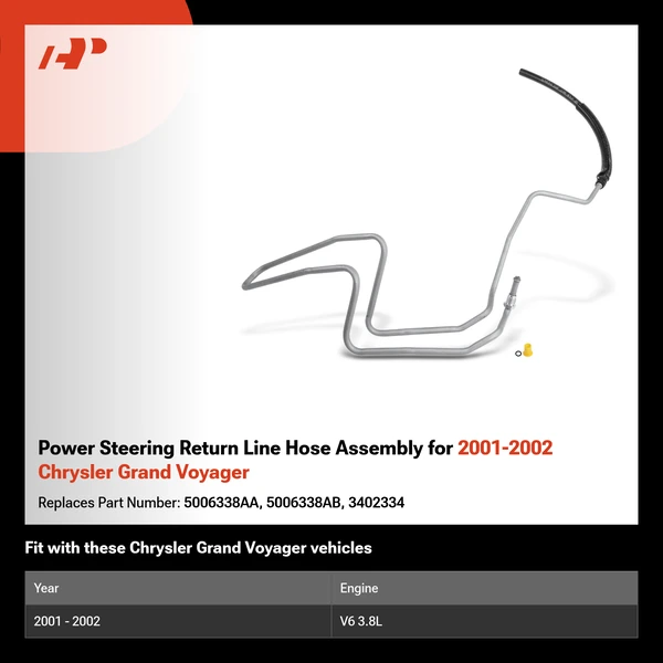 Power Steering Return Line Hose Assembly for 2001-2002 Chrysler Grand Voyager