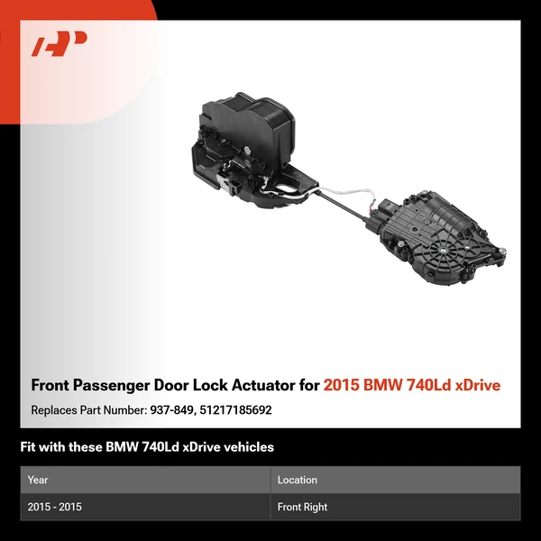 Front Passenger Door Lock Actuator for 2015 BMW 740Ld xDrive