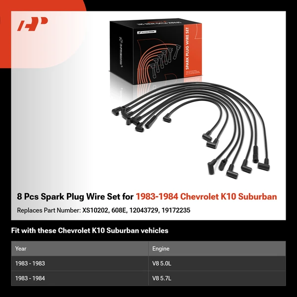 8 Pcs Spark Plug Wire Set for 1983-1984 Chevrolet K10 Suburban