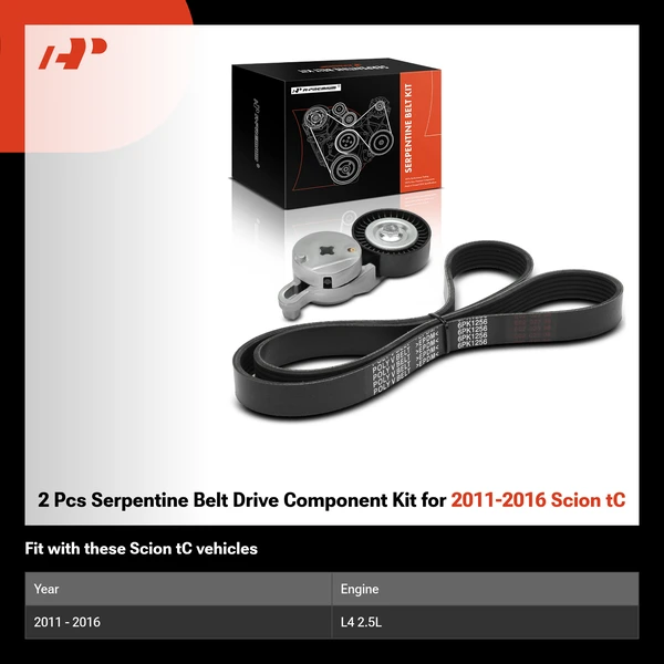 2 Pcs Serpentine Belt Drive Component Kit for 2011-2016 Scion tC