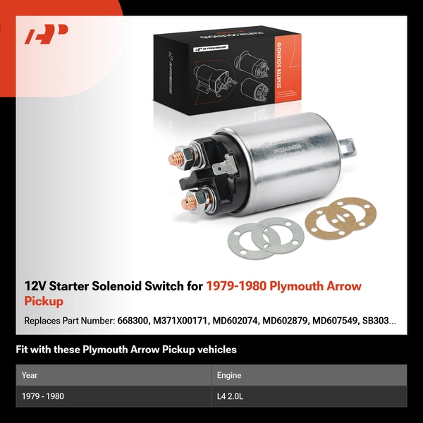 12V Starter Solenoid Switch for 1979-1980 Plymouth Arrow Pickup