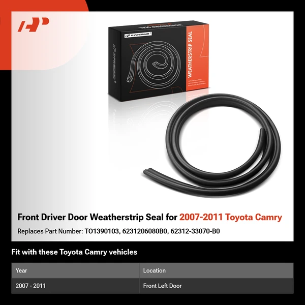Front Driver Door Weatherstrip Seal for 2007-2011 Toyota Camry