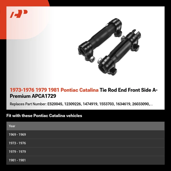 1973-1976 1979 1981 Pontiac Catalina Tie Rod End Front Side A-Premium APCA1729