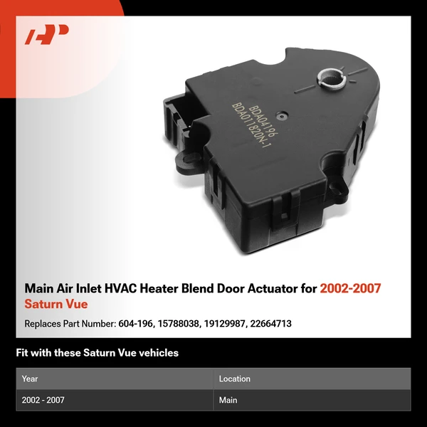 Main Air Inlet HVAC Heater Blend Door Actuator for 2002-2007 Saturn Vue