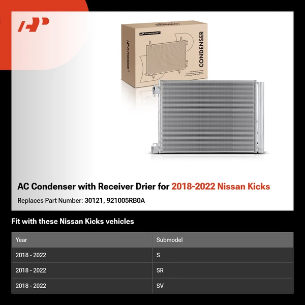 AC Condenser with Receiver Drier for 2018-2022 Nissan Kicks