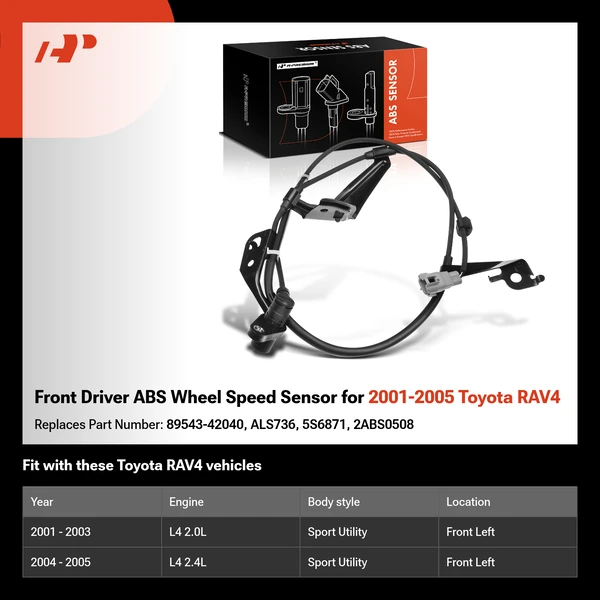 Front Driver ABS Wheel Speed Sensor for 2001-2005 Toyota RAV4