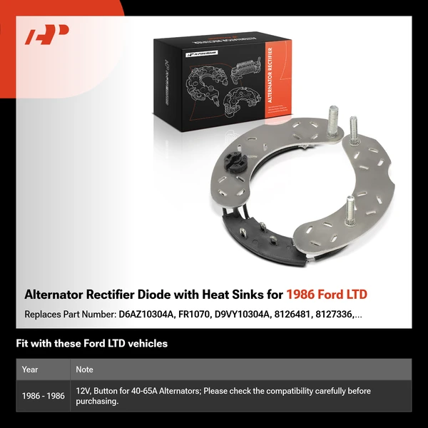 Alternator Rectifier Diode with Heat Sinks for 1986 Ford LTD