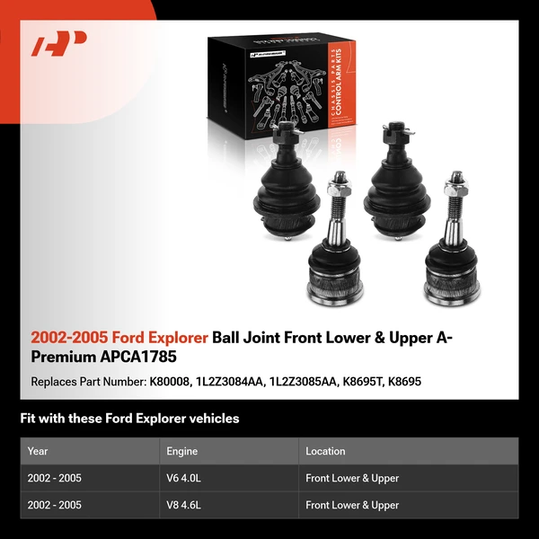 2002-2005 Ford Explorer Ball Joint Front Lower & Upper A-Premium APCA1785