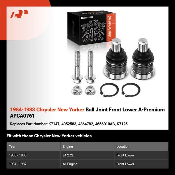 1984-1988 Chrysler New Yorker Ball Joint Front Lower A-Premium APCA0761