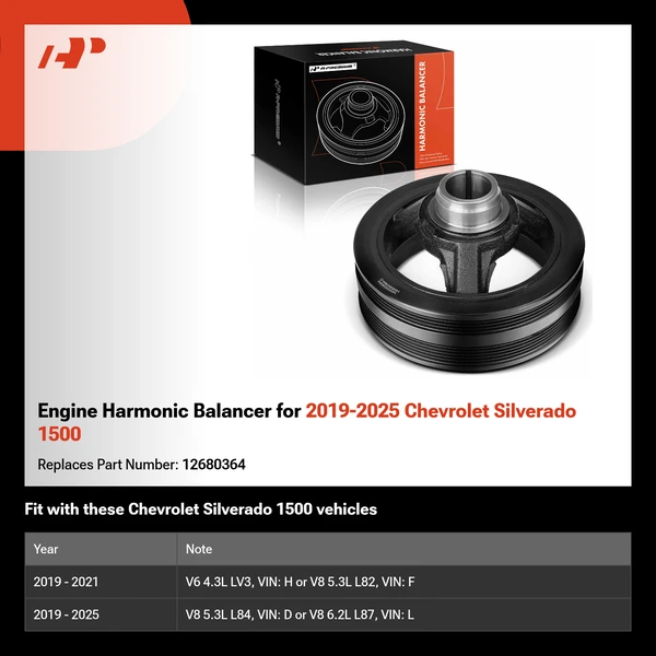 Engine Harmonic Balancer for 2019-2025 Chevrolet Silverado 1500