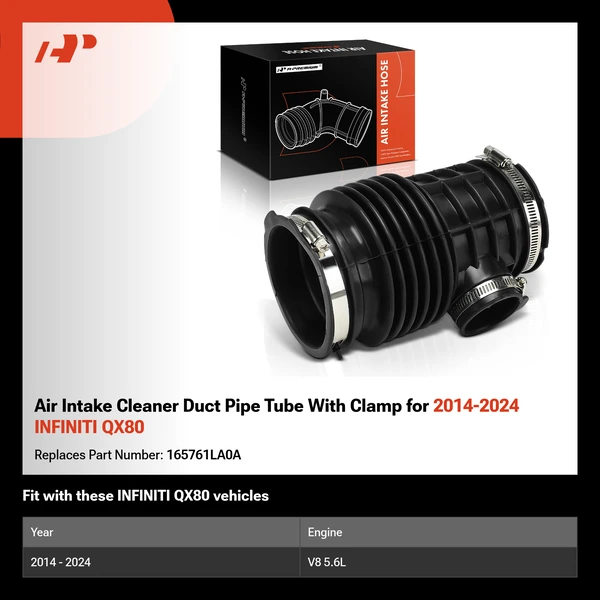 Air Intake Cleaner Duct Pipe Tube With Clamp for 2014-2024 INFINITI QX80